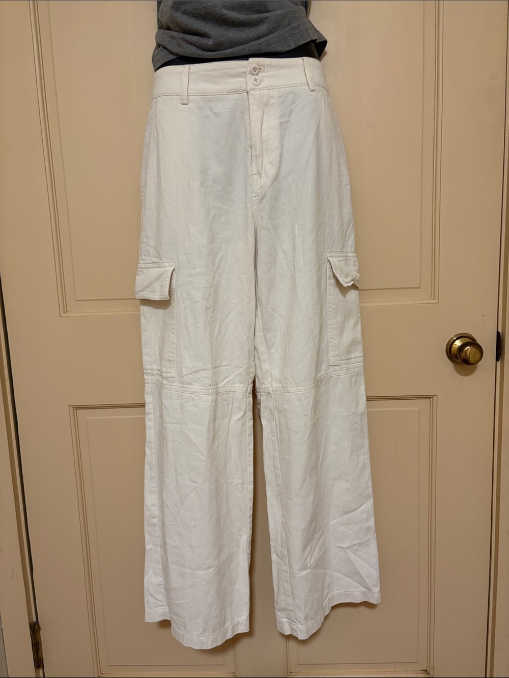 Papermoon White Wide Leg Cargo Pants